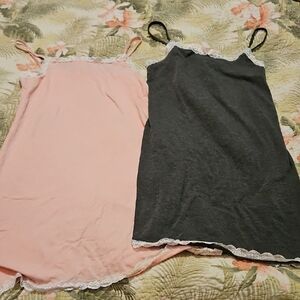 Elegant Lace Trim Sleepwear Set - Pink and Gray